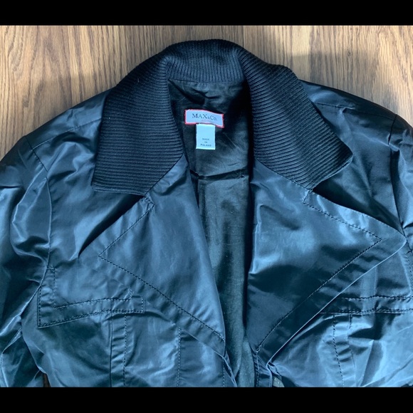NWOT MAX&CO Black Nylon Belted Jacket Size M - Picture 5 of 8